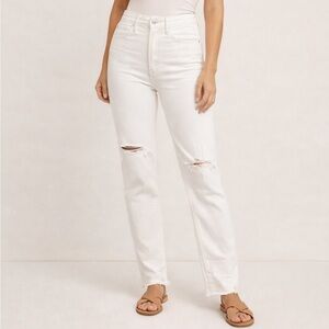 Just Black Denim high rise Jeans 28 White Distressed Slim Skinny ankle raw hem